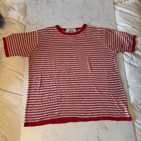 Vintage Striped Silk Short Sleeve Top - Size XL - Picture 7 of 9